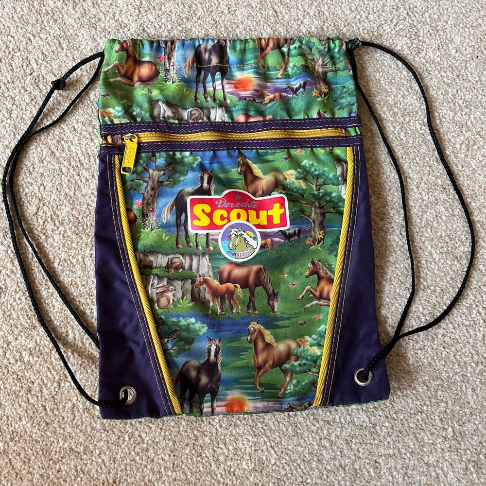 🇩🇪🐴Der Echte Scout drawstring backpack from Germany *HORSES* Vintage 90’s